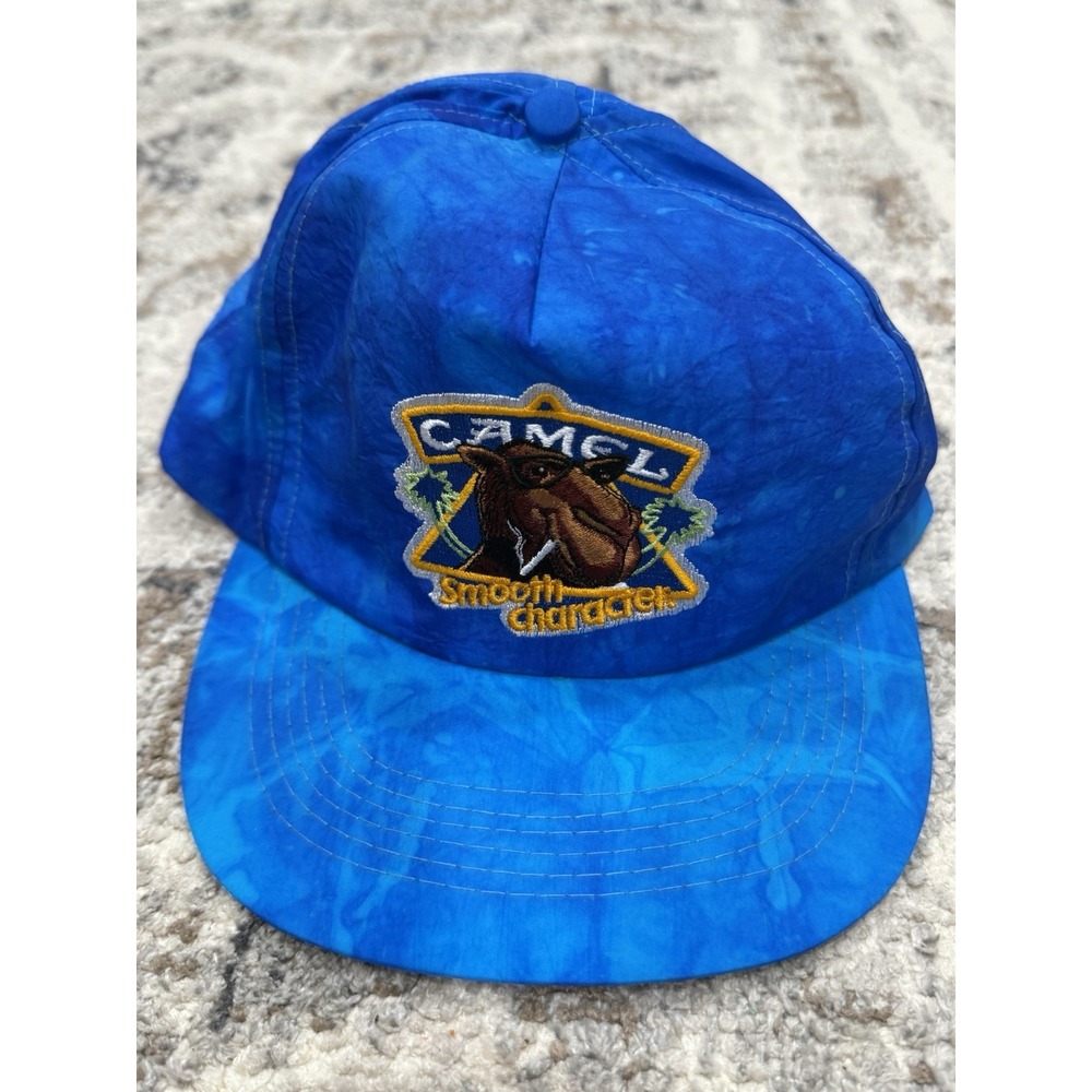 Vintage Camel Cigarettes Hat Cap Snapback Mesh Trucker Blue Tie Dye Smooth Joe